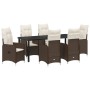 Set de Comedor de Jardín de 7 Piezas con Cojines Marrón Poliratán de , Sillas de jardín - Ref: Foro24-3379644, Precio: 802,84...
