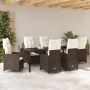 Set de Comedor de Jardín de 7 Piezas con Cojines Marrón Poliratán de , Sillas de jardín - Ref: Foro24-3379644, Precio: 802,84...