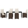 Set de Comedor de Jardín de 7 Piezas con Cojines Marrón Poliratán de , Sillas de jardín - Ref: Foro24-3379644, Precio: 802,84...