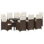 Set de comedor de jardín de 9 piezas con cojines marrón poliratán by , Garden chairs - Ref: Foro24-3379645, Price: 1,00 €, Di...