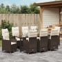 Set de comedor de jardín de 9 piezas con cojines marrón poliratán by , Garden chairs - Ref: Foro24-3379645, Price: 1,00 €, Di...