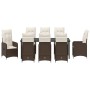 Set de comedor de jardín de 9 piezas con cojines marrón poliratán de , Sillas de jardín - Ref: Foro24-3379645, Precio: 1,00 €