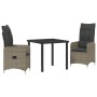 Conjunto de Comedor de Jardín de 3 Piezas con Cojines Gris Poliratán by , Garden chairs - Ref: Foro24-3379646, Price: 321,92 ...