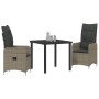 Conjunto de Comedor de Jardín de 3 Piezas con Cojines Gris Poliratán by , Garden chairs - Ref: Foro24-3379646, Price: 321,92 ...