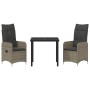Conjunto de Comedor de Jardín de 3 Piezas con Cojines Gris Poliratán by , Garden chairs - Ref: Foro24-3379646, Price: 321,92 ...