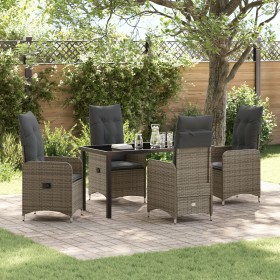 Conjunto de Comedor de Jardín de 5 Piezas con Cojines Gris Poliratán von , Gartenstühle - Ref: Foro24-3379648, Preis: 564,94 ...