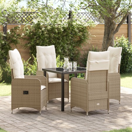 Set de Comedor de Jardín de 5 Piezas con Almohadones Beige Poliratán by , Garden chairs - Ref: Foro24-3379654, Price: 609,99 ...