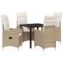 Set de Comedor de Jardín de 5 Piezas con Almohadones Beige Poliratán by , Garden chairs - Ref: Foro24-3379654, Price: 609,99 ...
