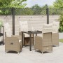 Set de Comedor de Jardín de 5 Piezas con Almohadones Beige Poliratán by , Garden chairs - Ref: Foro24-3379654, Price: 609,99 ...