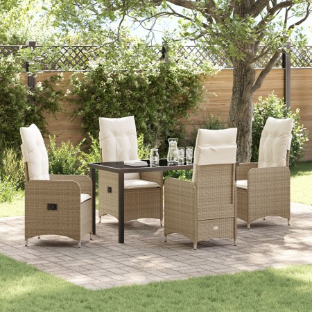 Set de Comedor de Jardín de 5 Piezas con Cojines Beige Poliratán by , Garden chairs - Ref: Foro24-3379655, Price: 635,90 €, D...