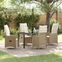 Set de Comedor de Jardín de 5 Piezas con Cojines Beige Poliratán de , Sillas de jardín - Ref: Foro24-3379655, Precio: 635,65 €