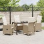 Set de Comedor de Jardín de 5 Piezas con Cojines Beige Poliratán by , Garden chairs - Ref: Foro24-3379655, Price: 635,90 €, D...
