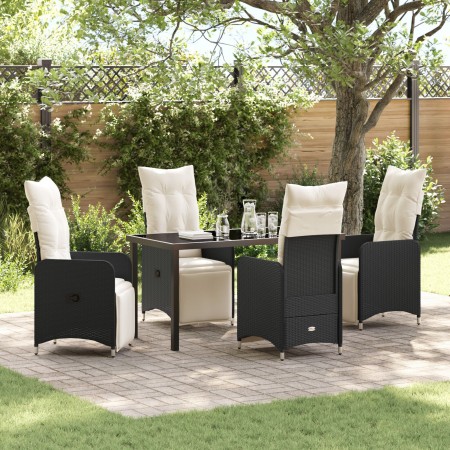 Juego de comedor de jardín de 5 piezas con cojines negros de poliratán. von , Gartenstühle - Ref: Foro24-3379662, Preis: 600,...