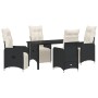 Juego de comedor de jardín de 5 piezas con cojines negros de poliratán. von , Gartenstühle - Ref: Foro24-3379662, Preis: 600,...