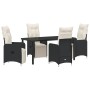 Set de Comedor de Jardín de 5 Piezas con Cojines Negros by , Garden chairs - Ref: Foro24-3379663, Price: 616,87 €, Discount: %