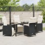 Set de Comedor de Jardín de 5 Piezas con Cojines Negros