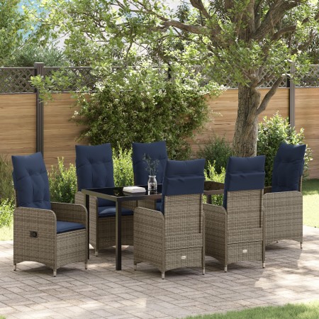 Set de Comedor de Jardín de 7 Piezas con Cojines Negros de Poliratán von , Gartenstühle - Ref: Foro24-3379664, Preis: 854,08 ...