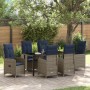 Set de Comedor de Jardín de 7 Piezas con Cojines Negros de