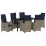 Set de Comedor de Jardín de 7 Piezas con Cojines Negros de Poliratán von , Gartenstühle - Ref: Foro24-3379664, Preis: 854,08 ...