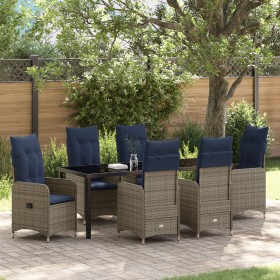 Juego de comedor de jardín de 7 piezas con cojines negros de poliratán by , Garden chairs - Ref: Foro24-3379665, Price: 877,7...