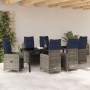 Juego de comedor de jardín de 7 piezas con cojines negros de poliratán by , Garden chairs - Ref: Foro24-3379665, Price: 877,7...