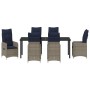 Juego de comedor de jardín de 7 piezas con cojines negros de poliratán by , Garden chairs - Ref: Foro24-3379665, Price: 877,7...