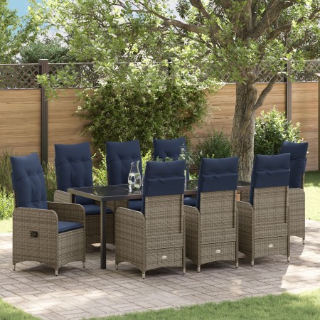 Juego de Comedor de Jardín de 9 Piezas con Cojines Negro Poliratán by , Garden chairs - Ref: Foro24-3379666, Price: 1,00 €, D...