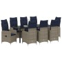 Juego de Comedor de Jardín de 9 Piezas con Cojines Negro Poliratán by , Garden chairs - Ref: Foro24-3379666, Price: 1,00 €, D...