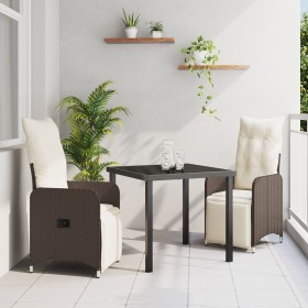 Juego de comedor de jardín de 3 piezas con cojines marrón poliratán von , Gartenstühle - Ref: Foro24-3379667, Preis: 340,64 €...