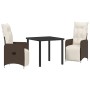 Juego de comedor de jardín de 3 piezas con cojines marrón poliratán by , Garden chairs - Ref: Foro24-3379667, Price: 340,64 €...