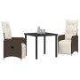 Juego de comedor de jardín de 3 piezas con cojines marrón poliratán by , Garden chairs - Ref: Foro24-3379667, Price: 340,64 €...