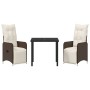 Juego de comedor de jardín de 3 piezas con cojines marrón poliratán by , Garden chairs - Ref: Foro24-3379667, Price: 340,64 €...