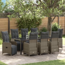 Set de Comedor de Jardín de 9 Piezas con Cojines Beige Ratán Sintético de , Sillas de jardín - Ref: Foro24-3379687, Precio: 1...