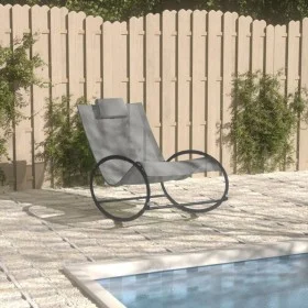 Lounger with steel pillow and gray textilene by vidaXL, Loungers - Ref: Foro24-317584, Price: 74,40 €, Discount: %