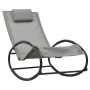 Lounger with steel pillow and gray textilene by vidaXL, Loungers - Ref: Foro24-317584, Price: 75,35 €, Discount: %