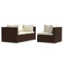 Garden furniture set 3 pieces and brown synthetic rattan cushions by vidaXL, Modular outdoor sofas - Ref: Foro24-317505, Pric...