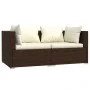 Garden furniture set 3 pieces and brown synthetic rattan cushions by vidaXL, Modular outdoor sofas - Ref: Foro24-317505, Pric...
