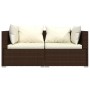 Garden furniture set 3 pieces and brown synthetic rattan cushions by vidaXL, Modular outdoor sofas - Ref: Foro24-317505, Pric...