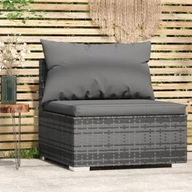 Central garden sofa with gray synthetic rattan cushions by vidaXL, Modular outdoor sofas - Ref: Foro24-317515, Price: 87,79 €...