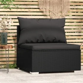 Central garden sofa with black synthetic rattan cushions by vidaXL, Modular outdoor sofas - Ref: Foro24-317526, Price: 101,46...