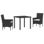 Set de Comedor de Jardín de 5 Piezas con Cojines de Ratán Poligrey, Mesa de Jardín Negra 160x80x73 cm de Vidrio Templado by ,...