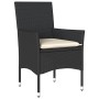 Set de Comedor de Jardín de 5 Piezas con Cojines de Ratán Poligrey, Mesa de Jardín Negra 160x80x73 cm de Vidrio Templado by ,...