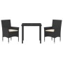 Set de Comedor de Jardín de 5 Piezas con Cojines de Ratán Poligrey, Mesa de Jardín Negra 160x80x73 cm de Vidrio Templado by ,...