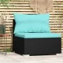 Sofá central para jardín con cojines ratán sintético negro by vidaXL, Modular outdoor sofas - Ref: Foro24-317537, Price: 81,9...