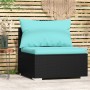 Sofá central para jardín con cojines ratán sintético negro by vidaXL, Modular outdoor sofas - Ref: Foro24-317537, Price: 85,2...