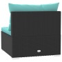 Sofá central para jardín con cojines ratán sintético negro by vidaXL, Modular outdoor sofas - Ref: Foro24-317537, Price: 85,2...