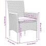 Juego de Comedor de Jardín de 5 Piezas con Cojines de Poliratán Gris, Mesa de Jardín Negra 80x80x73 cm de Cristal Templado vo...