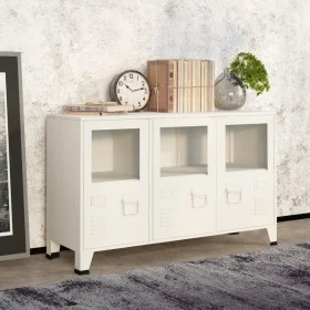 Industrielles Sideboard aus Metall und weißem Glas, 105 x 35 x 62 cm von vidaXL, Sideboards - Ref: Foro24-339609, Preis: 104,...