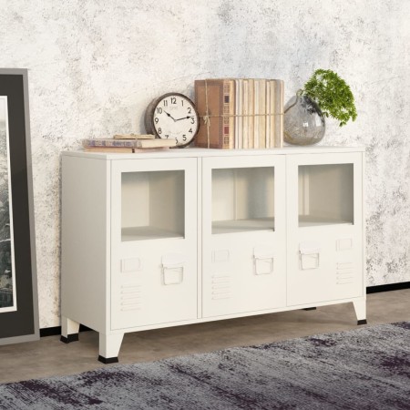 Industrielles Sideboard aus Metall und weißem Glas, 105 x 35 x 62 cm von vidaXL, Sideboards - Ref: Foro24-339609, Preis: 105,...