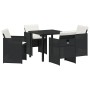 Set de Comedor de Jardín de 5 Piezas con Cojines Negros de Poliratán von , Gartenstühle - Ref: Foro24-3379945, Preis: 308,27 ...
